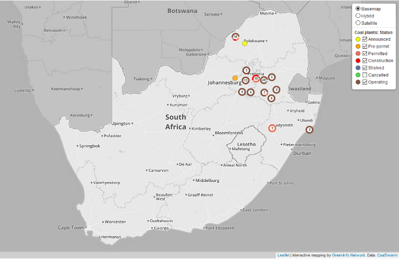 Coal power plants planned and constructed in South Africa since 2010